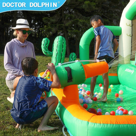 Doktor Dolphin 73073 Istana udara kembung kecil trampolin gelongsor istana kembung