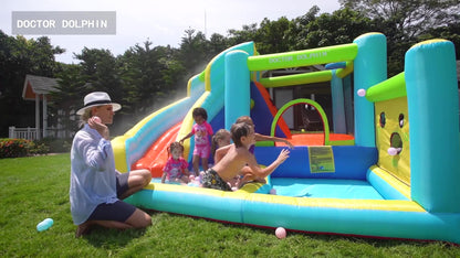 Doktor Dolphin 73003 Rumah kembung istana kembung semburan air trampolin dalaman dan luaran kecil istana trampolin