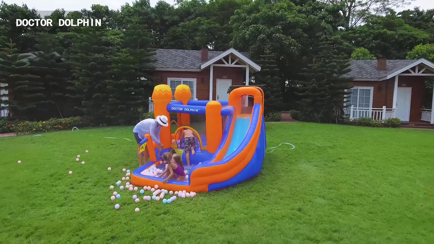 Doktor Dolphin 63108 Taman trampolin istana kembung luar gelongsor air kembung kecil