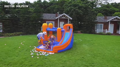 Doktor Dolphin 63108 Taman trampolin istana kembung luar gelongsor air kembung kecil