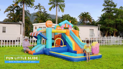 Doctor Dolphin 73072T Inflatable Castle Trampolin Inflatable Water Slide Kereta Aiskrim Kanak-Kanak Rumah Nakal