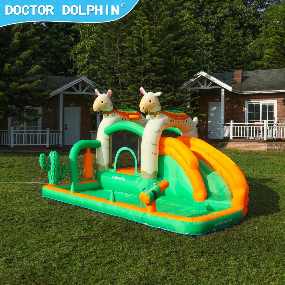 Doktor Dolphin 73073 Istana udara kembung kecil trampolin gelongsor istana kembung