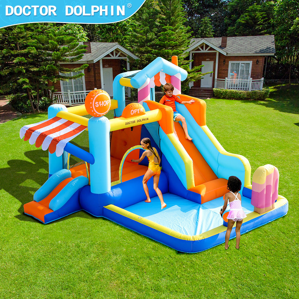 Doctor Dolphin 73072T Inflatable Castle Trampolin Inflatable Water Slide Kereta Aiskrim Kanak-Kanak Rumah Nakal