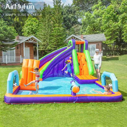 Airmyfun 83019 Slaid Istana Semburan Kembung Slaid Kanak-Kanak Trampolin Parti Istana