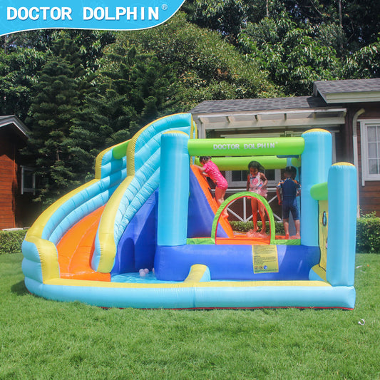 Doktor Dolphin 73003 Rumah kembung istana kembung semburan air trampolin dalaman dan luaran kecil istana trampolin