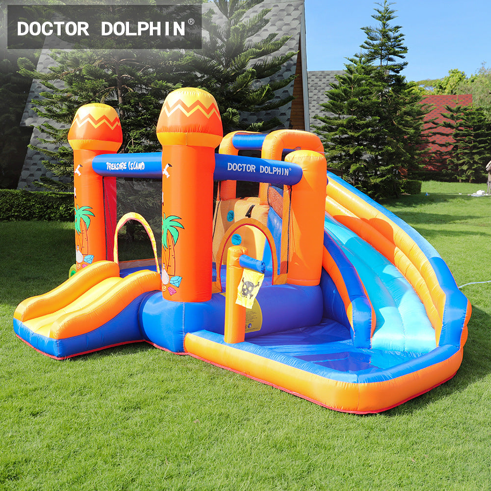 Doktor Dolphin 63108 Taman trampolin istana kembung luar gelongsor air kembung kecil