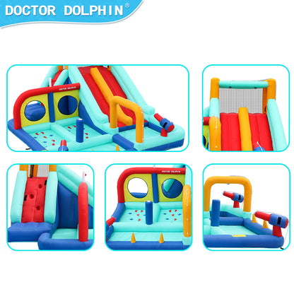 Doktor Dolphin 73027 Kembung gelongsor berkembar kolam ombak trampolin kanak-kanak boleh kembung