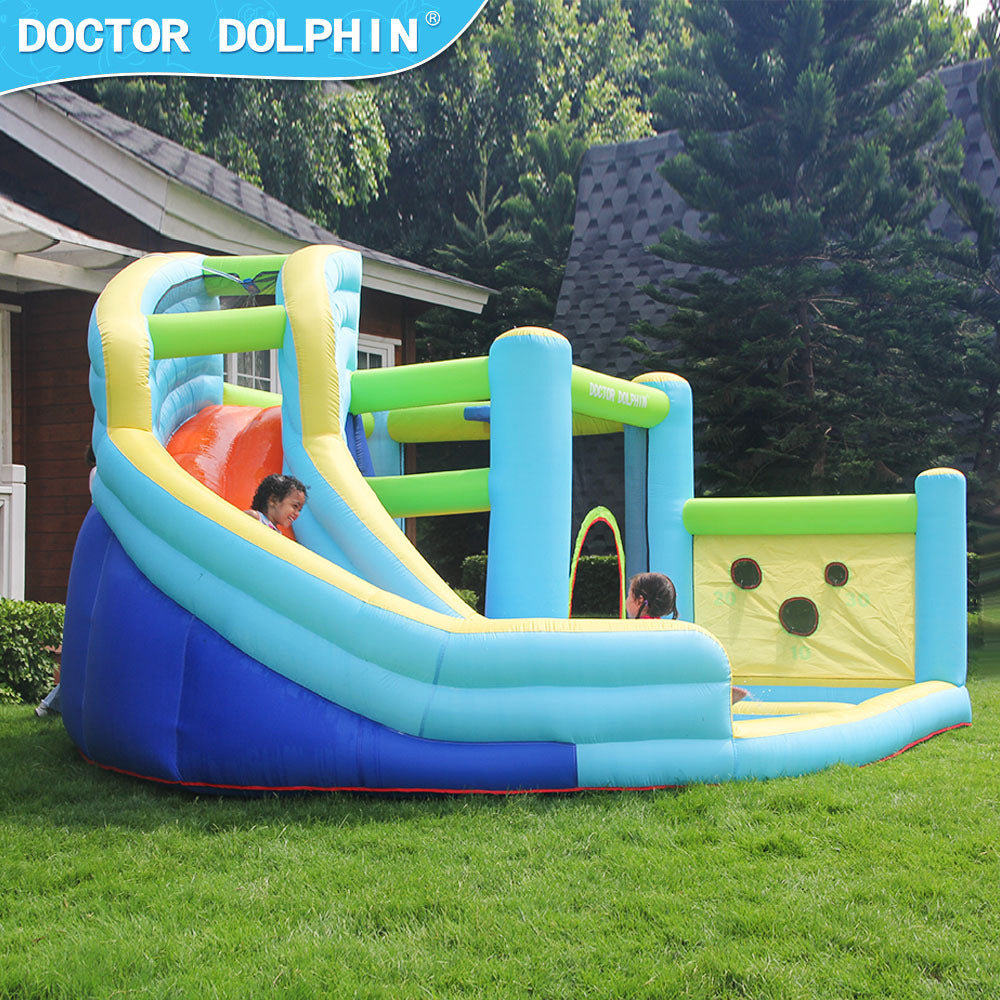 Doktor Dolphin 73003 Rumah kembung istana kembung semburan air trampolin dalaman dan luaran kecil istana trampolin