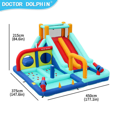 Doktor Dolphin 73027 Kembung gelongsor berkembar kolam ombak trampolin kanak-kanak boleh kembung