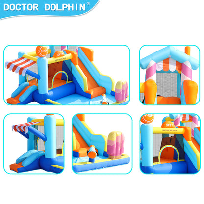Doctor Dolphin 73072T Inflatable Castle Trampolin Inflatable Water Slide Kereta Aiskrim Kanak-Kanak Rumah Nakal