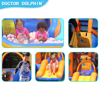 Doktor Dolphin 63108 Taman trampolin istana kembung luar gelongsor air kembung kecil
