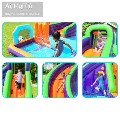 Airmyfun 83019 Slaid Istana Semburan Kembung Slaid Kanak-Kanak Trampolin Parti Istana