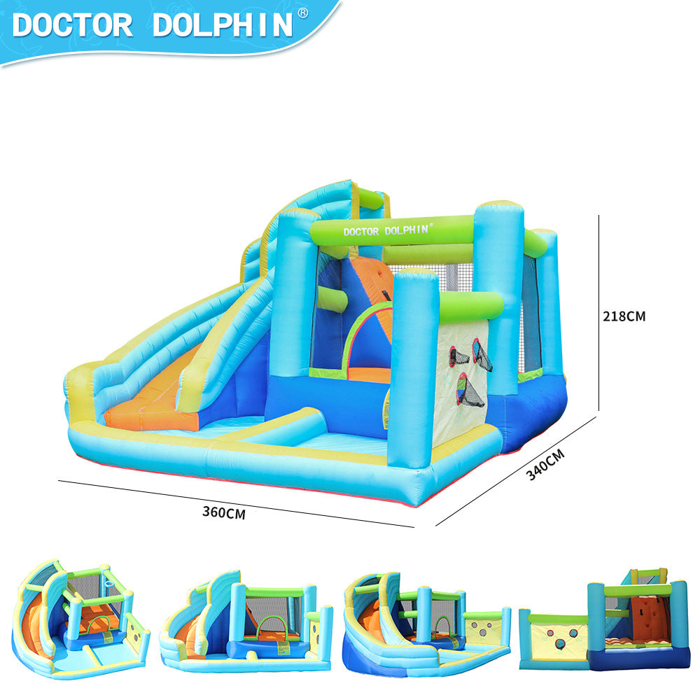 Doktor Dolphin 73003 Rumah kembung istana kembung semburan air trampolin dalaman dan luaran kecil istana trampolin