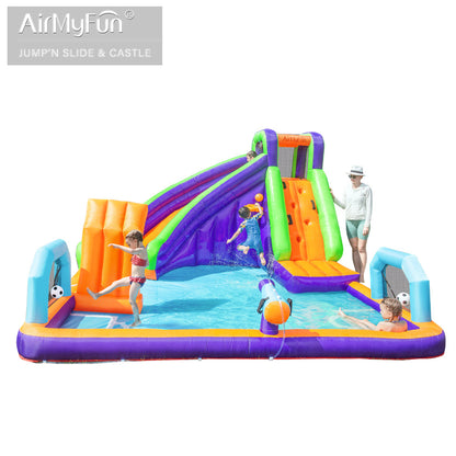 Airmyfun 83019 Slaid Istana Semburan Kembung Slaid Kanak-Kanak Trampolin Parti Istana