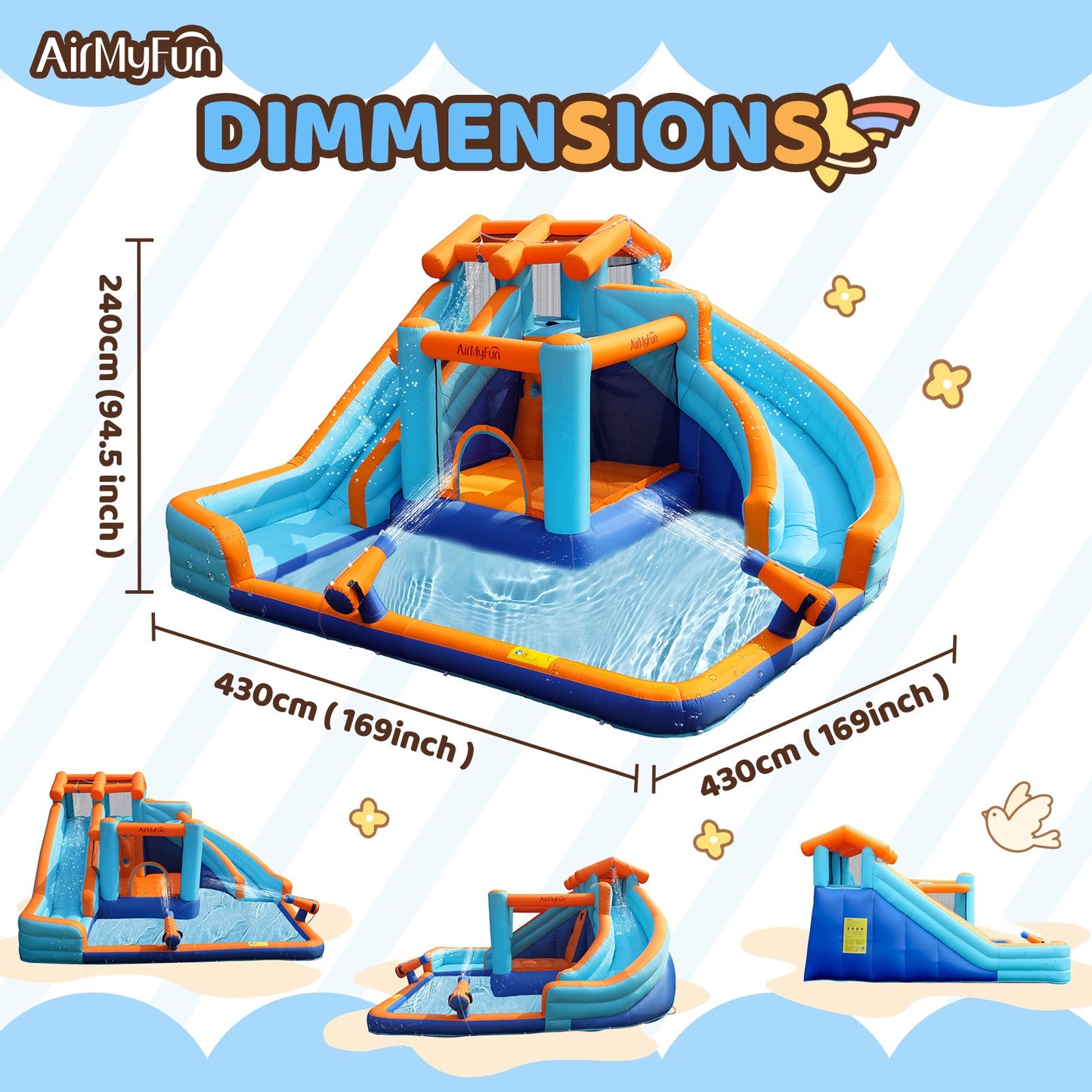 AirMyFun Spot gelongsor gelongsor kanak-kanak gelongsor luar taman permainan gelongsor air luar gelongsor kolam renang kanak-kanak